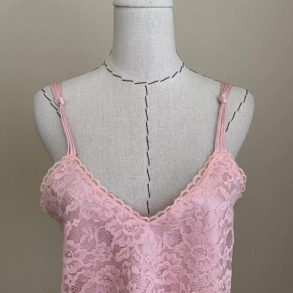 Vintage 80s 90s Victorias Secret Gold Label light pink lace camisole cropped fit - Picture 2 of 8